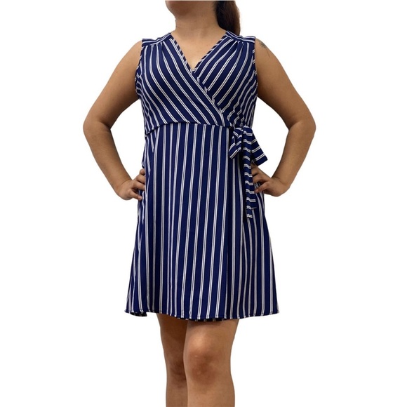 Monteau Striped Wrap Dress Sz M - Picture 10 of 10